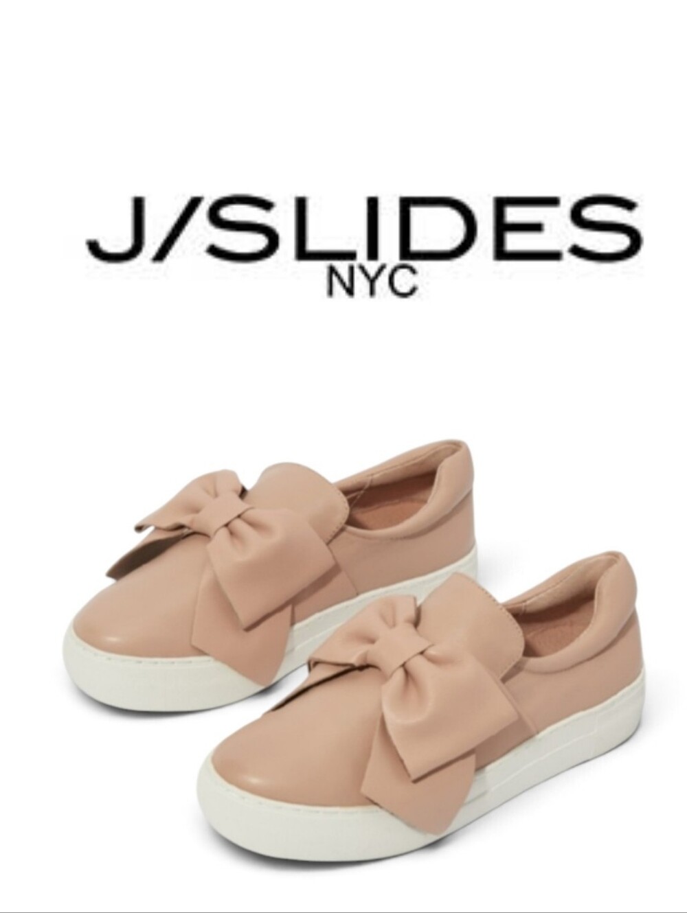 J/Slide Leather Bow  Platform Pink Sneakers Size:7.5 M